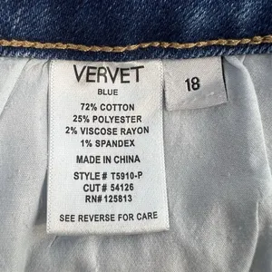 Vervet Plus 18 Jeans High Rise Raw Step Hem Crop Kick Flare Medium Wash‎ Stretch thumbnail 9