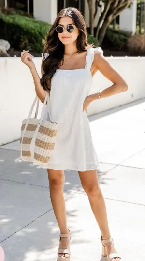 Pink Lily ALWAYS ON MY MIND WHITE EYELET MINI DRESS thumbnail 2