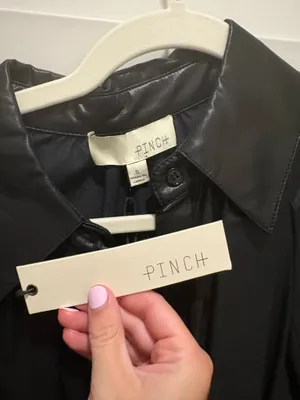Black leather boutique mini dress thumbnail 5