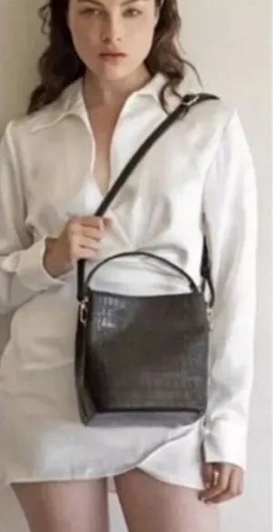 AOTA Elena Croc Bucket Convertible Bag, NWT thumbnail 1