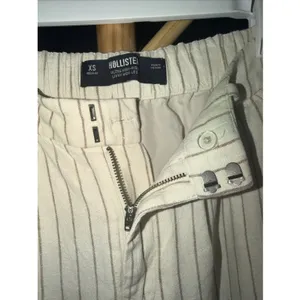 Hollister Livvy Cream Beige Linen Pleated Ultra High Rise Wide Trousers Pants XS thumbnail 5