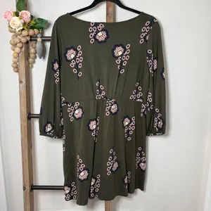 Boden Olive Green Floral Print Three Quarter Sleeve Tunic Dress‎ Size 10P thumbnail 6