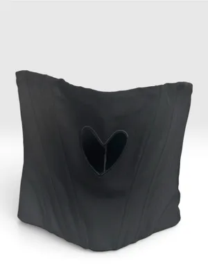 White Fox Black Strapless Corset Top with Heart Cutout & Front Zip Size Small thumbnail 3