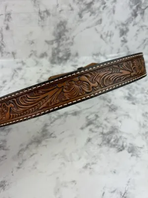*Tony Lama Western Belt Size 30 Brown Tooled Leather Cowboy Cowgirl Ranchwear thumbnail 5