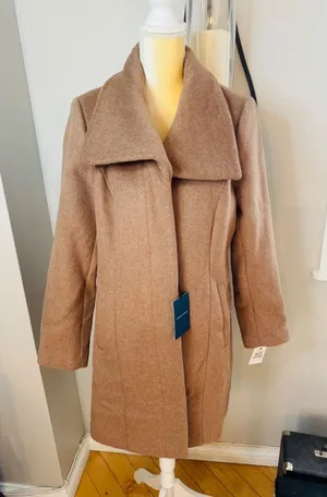 Cole Haan Signature Wide Lapel Wool Blend Coat,‎ Size 12 Camel Classic Chic NWT thumbnail 1