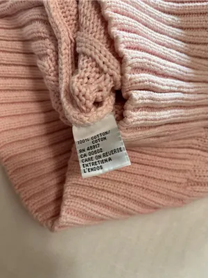 Blush Pink Cable Knit Sweater Long Sleeve Crew Neck Cropped Pullover Sz S GUC thumbnail 4