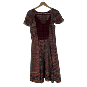 Miss Me Fit & Flare Dress Womens L Multicolor Batik Boho Tribal Hippie Gypsy thumbnail 4