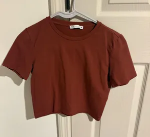 Zara brown cropped tee thumbnail 1