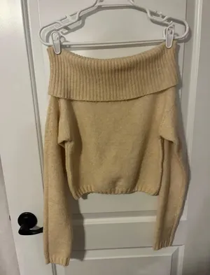 Urban Outfitters Silence + Noise Yellow Knit Woven Off the Shoulder Sweater Top thumbnail 4