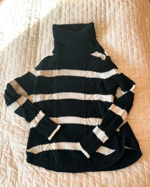 Gap Navy Blue Striped Cowl Neck Sweater Size XS thumbnail 1