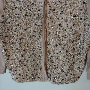 Anthropologie Postmark Paillette Sequin Cardigan Size‎ Large Tan thumbnail 4