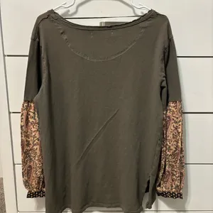 We The Free Jade Green Floral Long Sleeves Oversized Slouchy Tee thumbnail 3