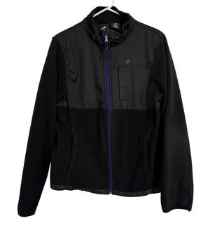 Snozu Women XL Fleece Jacket Black‎ Purple Zip Pocket Outdoor Casual Outdoor thumbnail 1