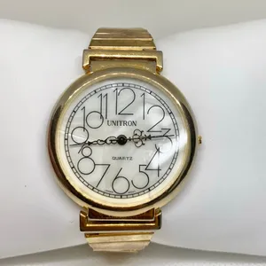 Vintage Unitron women’s watch gold tone quartz analog 40mm mop dial running thumbnail 8