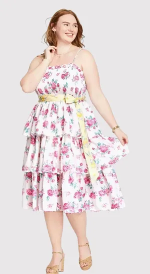 LoveShackFancy Womens Dress Elise Midi Smocked Floral Layered Cottagecore XL thumbnail 1