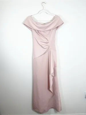 XSCAPE Scuba Crepe Off Shoulder Long Maxi Dress Formal Blush Pink 3008 Size 4 thumbnail 3