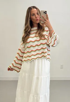 BOUTIQUE CROCHET MULTI COLOR SWEATER Multiple thumbnail 2