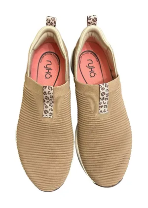 Ryka Women's Tan Slip-On Knit Sneakers with Leopard Accent,Size 9,Used Twice thumbnail 1