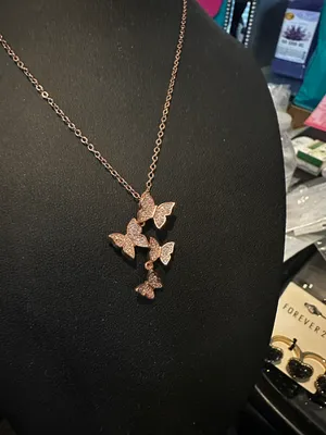 Elegant butterfly design necklace. Rose gold New thumbnail 2