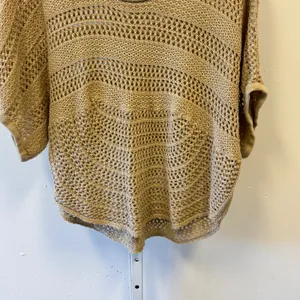 NY Collection Tan Open Knit Dolman Sleeve Sweater XL Beige Crochet Festival Boho thumbnail 4