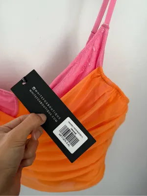 White Fox XL NEW Heavenly Hour Bustier Cami Orange Pink Rave Nightclub thumbnail 3