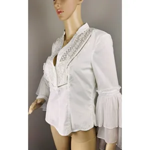Bebe‎ Women's Sz S Victorian Lace Side Zip Up Top Sz S Coquette Bell Sleeve Y2K thumbnail 11