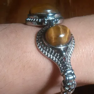 Tiger's Eye Stainless Steel Toggle Clasp Bracelet (Size 6.5 to 8 Inch) thumbnail 2