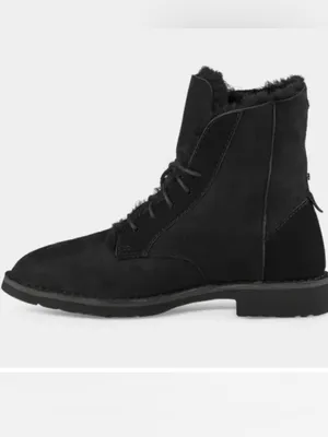 UGG Quincy Combat Boots Black Women’s Size 5 NIB Sheepskin Sold Out $170 Retail thumbnail 3