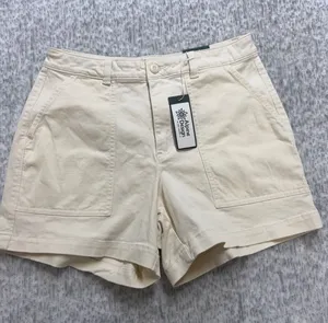 Alpine Design Womens Mixed Fabric Corduroy Shorts Off White High Rise ADW24806 6 thumbnail 1