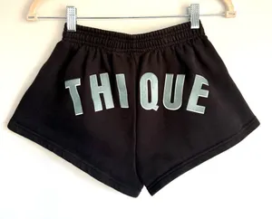 Beyonce Renaissance Tour 2023 Thique‎ Spell Out Cotton Fleece Black Shorts S thumbnail 1