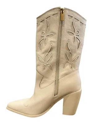 Vince Camuto Alisah Western Cowboy Boots Ivory Cream Leather Size 8.5M 39.5 NEW thumbnail 4