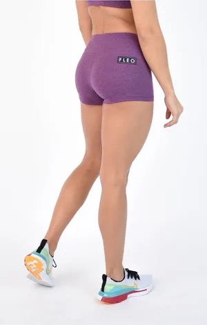 FLEO High Rise Biker Shorts Purple Heather Booty Shorts Small Athletic Gym Yoga thumbnail 1