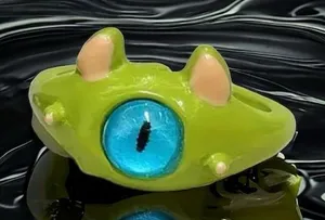 Cute Quirky Green Monster Design Cuff Ring Gothic Punk Style‎ thumbnail 1