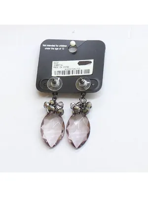 NWT Charming Charlie by RSVP Drop Earrings Gunmetal Black / Purple 1.75" thumbnail 2