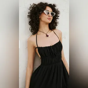 NEW Free People Taking Sides Tiered Cotton Maxi summer Dress Black sz XS thumbnail 6