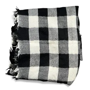 Polo Ralph Lauren Black and White Checkered Scarf wool preppy heritage unisex thumbnail 3