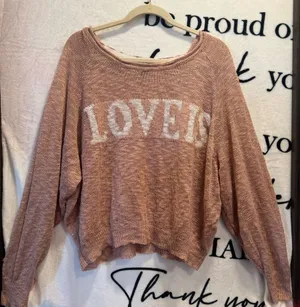 Blank Paige “Love Is” Modern Pink Sweater Size Large thumbnail 1