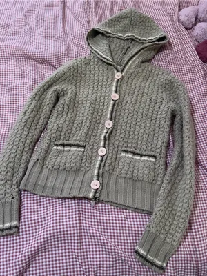 Y2K Tan Knit Button thumbnail 5