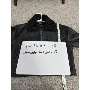 BDG Urban Outfitters Womens Black Janine Faux Leather Sherpa Cropped Jacket Moto thumbnail 3