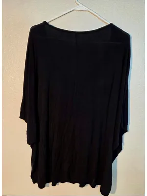 Maurices 24/7 Deep Scoop V-Neck Dolman Short Sleeve Top Solid Black 3X W-269 thumbnail 2