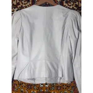 RYEGRASS Genuine Leather Cropped Jacket Puff Shoulder sz M Nimbus Cloud thumbnail 9