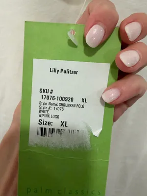 Lilly Pulitzer Shrunken Polo White Pink Logo Size XL thumbnail 3