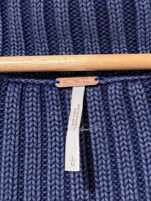Free People Ryanne Long Haul Cardigan Size Large Chunky Knit Sweater Blue NWOT thumbnail 3