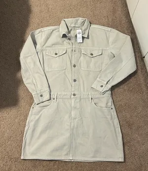 Abercrombie & Fitch Light Gray Shirt Dress thumbnail 1