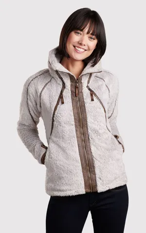 Kuhl Womens Flight Jacket Beige Avina Full Zip Sherpa Fleece Hooded Outdoor XS thumbnail 1