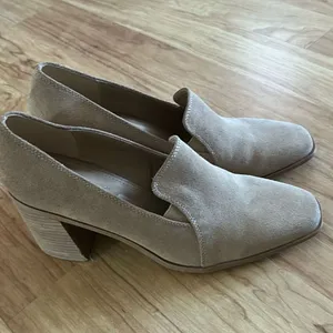 JOIE Wevenly Suede Block Heel Shoe Tan Slip On Chunky Square Toe Loafer size 9.5 thumbnail 5