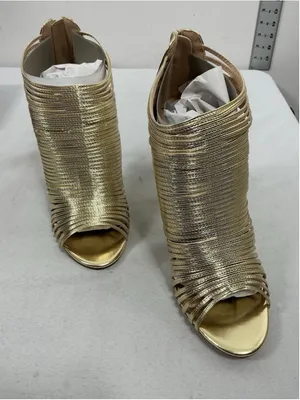 Womans New In Box Liliana Nikia Peep Toe Cut Out Stiletto Party Sandals 9 Gold thumbnail 2