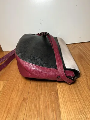 Kate Spade Crossbody Bag Womens Medium Colorblock Black Burgundy White Leather thumbnail 7