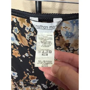 Jonathan Martin‎ Vintage Floral High Low Midi Skirt Black Blue Tan Medium USA thumbnail 5
