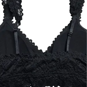 Black Floral Lace Bralette M Coquette Soft Goth Balletcore thumbnail 4